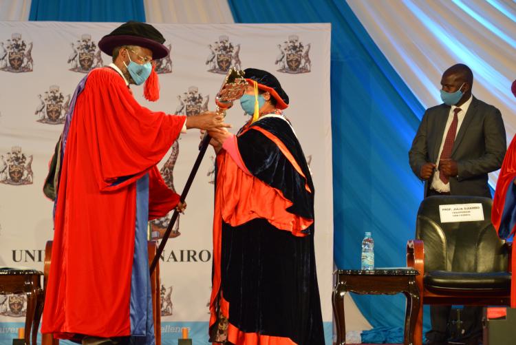 Prof. Kiama handed over UoN mace of power