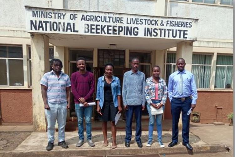 Students  with their supervisor at Beekeeping Institute while on attachment