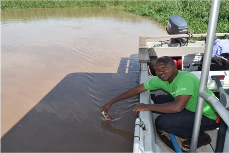 Benjamin during one of the field sampling campaigns in the Lake Victoria basin