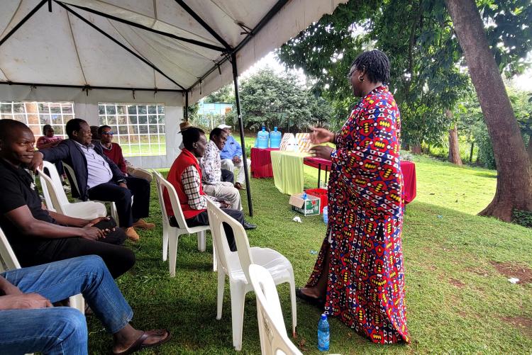 Dr. J. Mbau addressing students  
