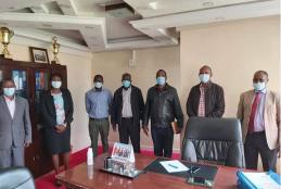 The DR-SRM project team takes a photo after a briefing meeting with the Deputy Governor, Samburu County 